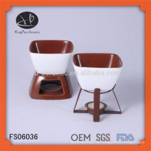 Wärmeres Keramikkäse-Fondue-Set mit Kerze und Gabel, FDA / SGS / LFGB-Zertifizierungs-Fondue-Set